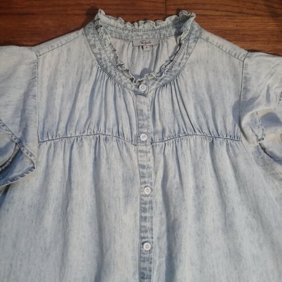 RAILS ruthie button down shirt in light acid wash (S) - Picture 6 of 15
